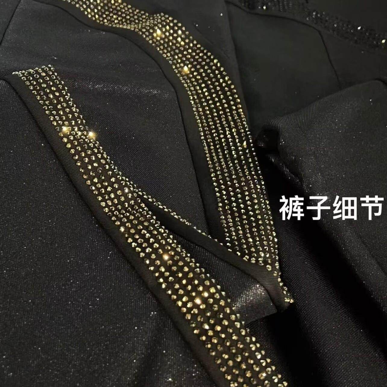 高腰烫钻拼接加绒皮裤女2025秋冬新款时尚设计感修身显瘦小脚裤潮,淘宝优惠券,粉丝福利购,淘宝优惠卷