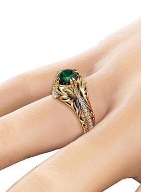 Emerald plated 14k gold ring luxurious fashion trend