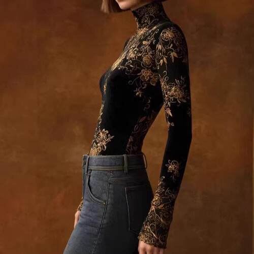Women's 2026 New Spring Autumn Long Sleeve Skinny Floral - 图0
