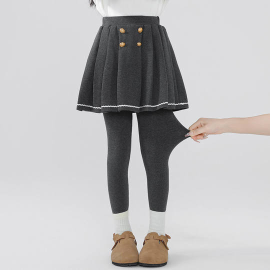 Girls' winter leggings skirt children's fake two-piece culottes