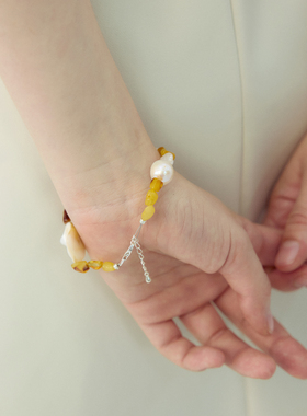 RiverineAdara「潮蚀遗音」琥珀天然水晶淡水珍珠手串手链饰品