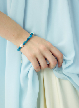 RiverineAdara「海穹」磷灰石天然水晶淡水珍珠手串手链手饰配饰