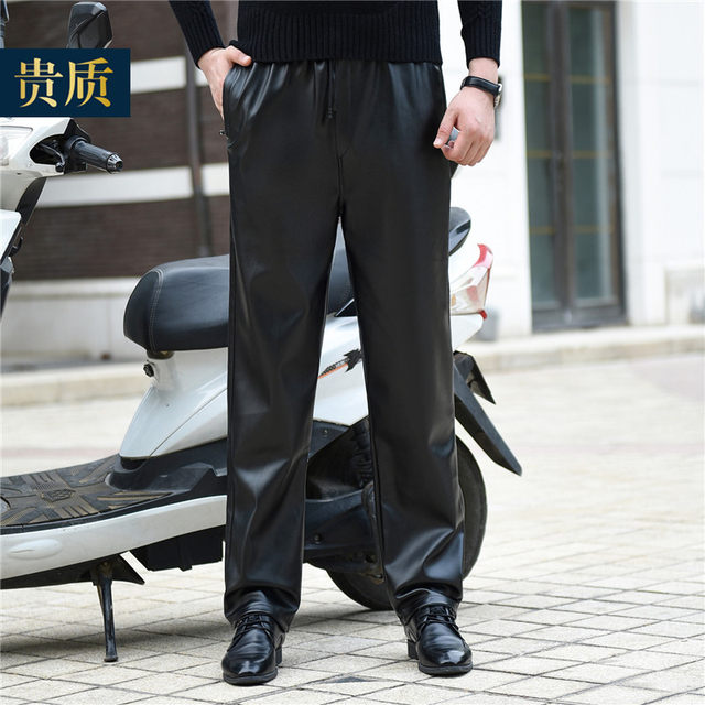 Men's PU leather pants oil -proof waterproof work pants slaughter the aquatic trousers washing pants car washing pants, car wash trousers single layer