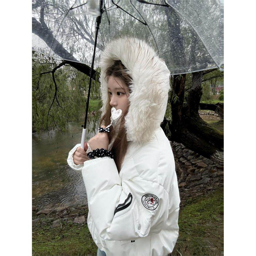 美式覆古可拆卸毛领连帽棉服女冬季短款收腰显瘦ins百搭棉衣外套,淘宝优惠券,粉丝福利购,淘宝优惠卷