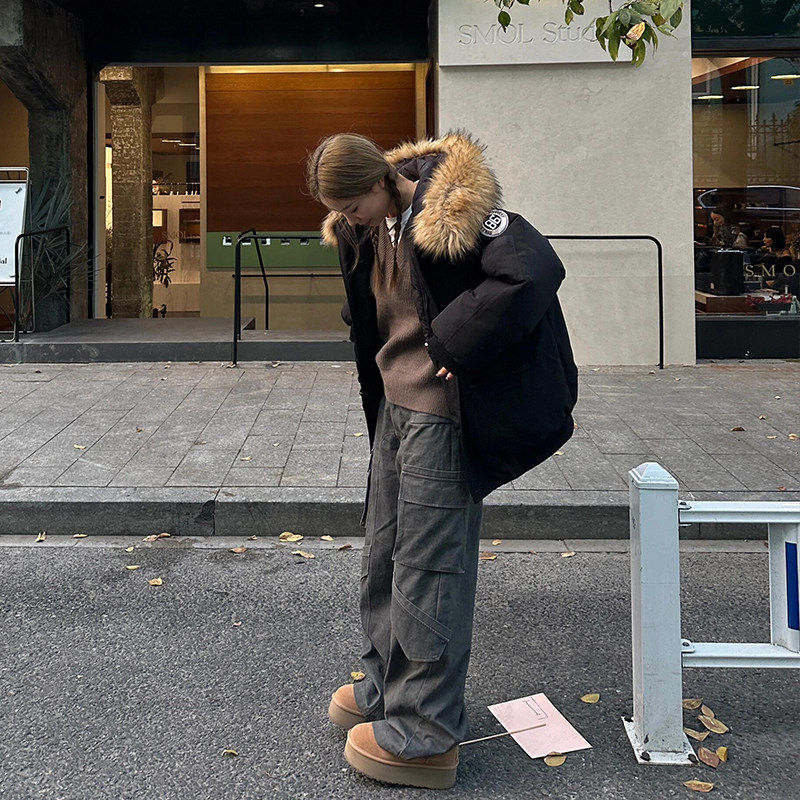300斤大尺码女装胖mm黑色工装棉服女美式覆古派克服加厚大毛领外,淘宝优惠券,粉丝福利购,淘宝优惠卷