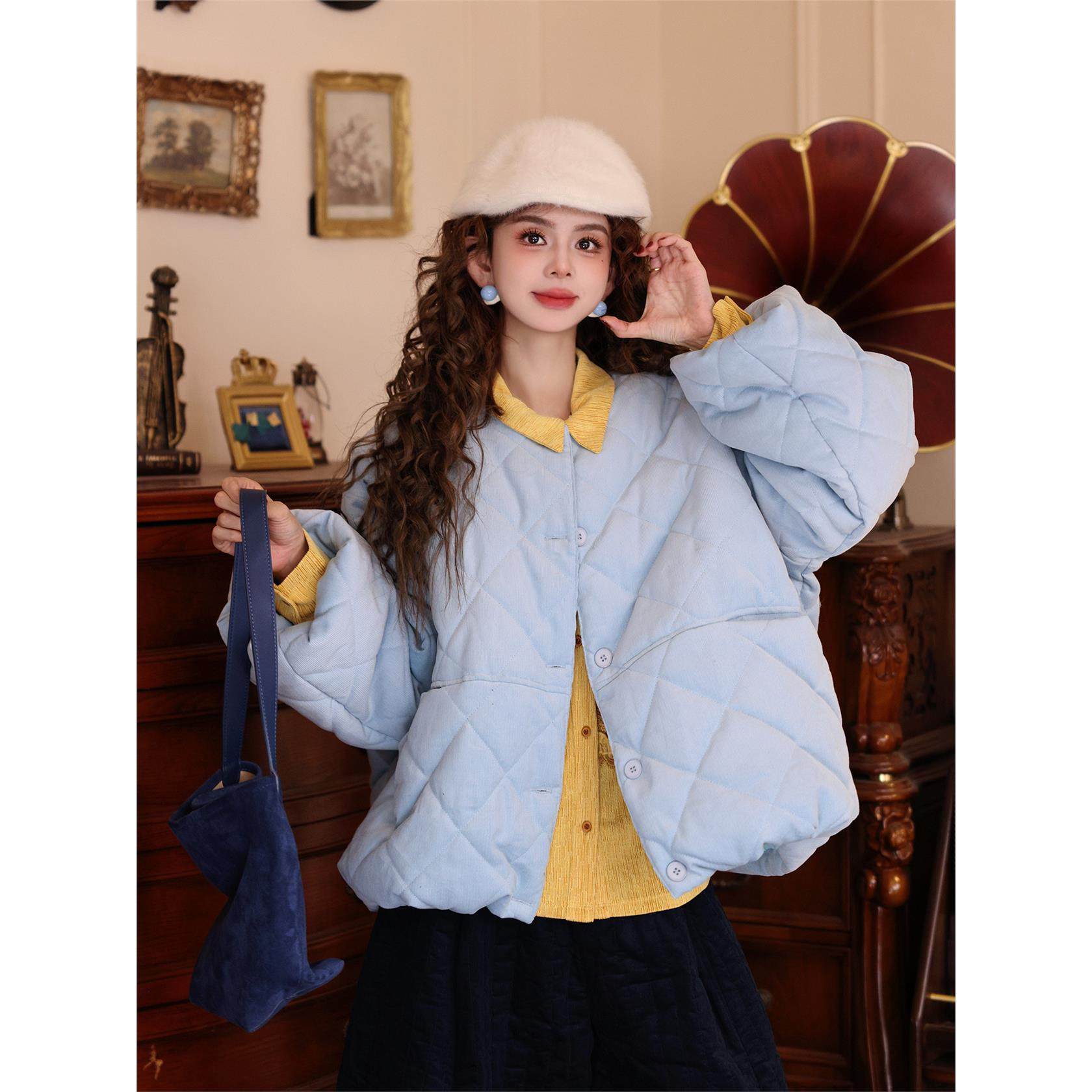 陈佳洁【稻浪翻金】棉衣棉服女款2025新款冬保暖宽松圆领冬装外套,淘宝优惠券,粉丝福利购,淘宝优惠卷