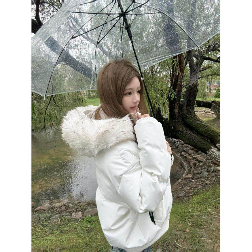 美式覆古可拆卸毛领连帽棉服女冬季短款收腰显瘦ins百搭棉衣外套,淘宝优惠券,粉丝福利购,淘宝优惠卷