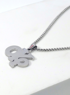 钛钢钛钢玉米链字母项链