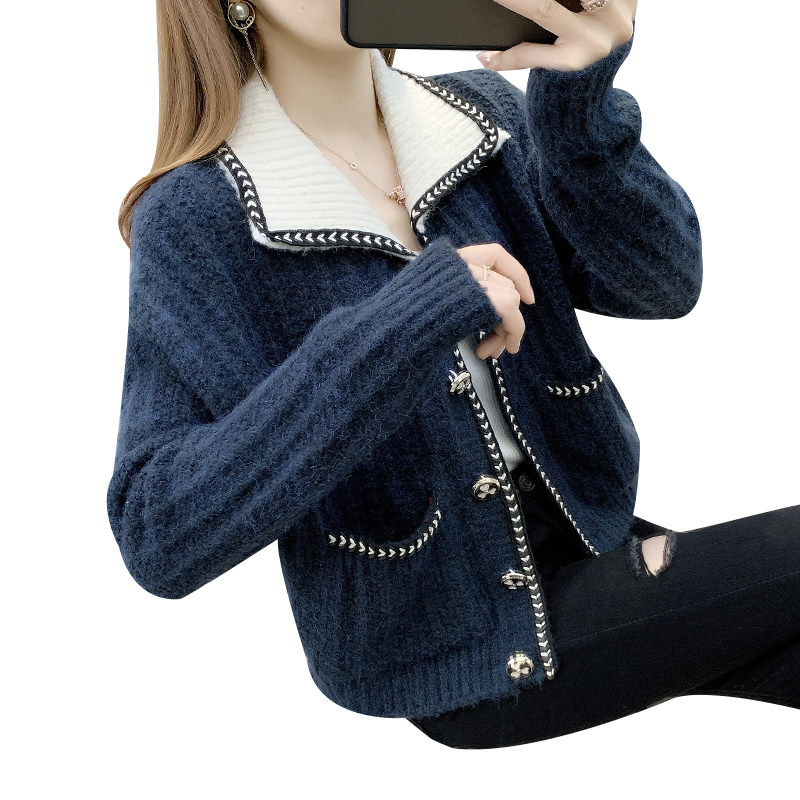 小香风针织开衫2020年新款秋装毛衣 欧彩影毛针织衫