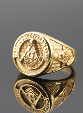 欧美潮牌精工设计光明会全视之眼戒指项链共济会徽章钛钢戒指嘻哈