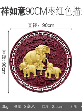 90吉祥如意大象塑料树脂仿古浮雕新中式院墙面装饰品动物壁饰挂件