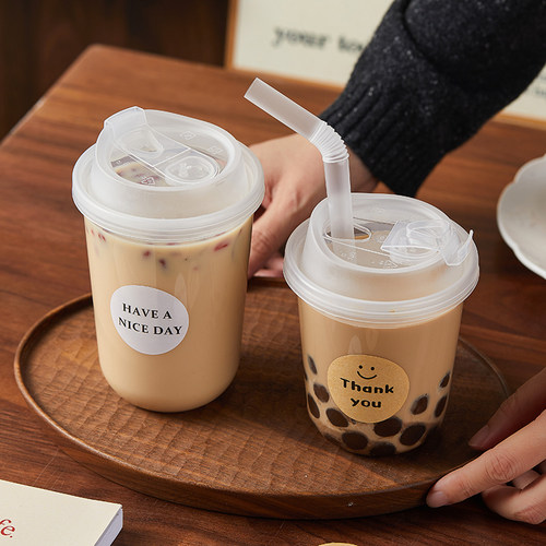 奶茶杯子一次性带盖食品级加厚珍珠热饮耐高温家用打包专用粗吸管 - 图3