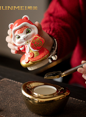 蛇年摆件顺美陶瓷储物罐摆件