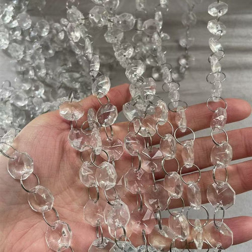 婚庆水晶珠帘八角珠帘珠串路引酒店吊顶装饰帘子婚礼珠链灯饰配件 - 图2