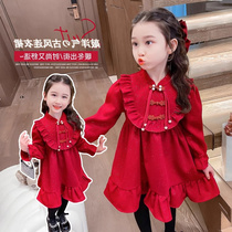 Girls dress for dress autumn and winter female baby Christmas dresses red and happy birthday to girls The girl foreign air princess dress