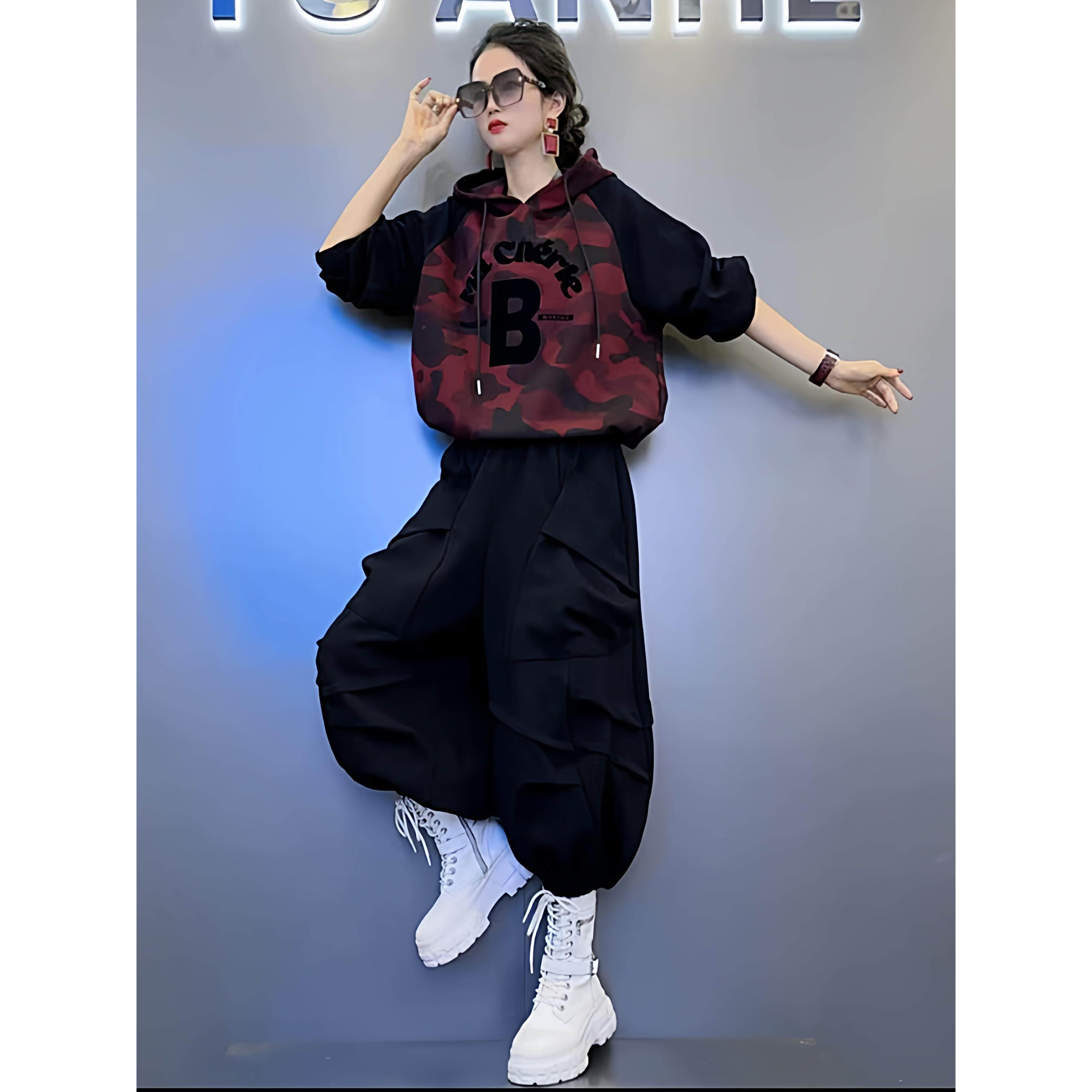 2025秋冬新款时尚休闲连帽迷彩撞色卫衣＋宽松显瘦加2哈伦裤套装,淘宝优惠券,粉丝福利购,淘宝优惠卷