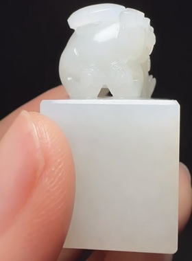 新疆和田玉籽料精品貔貅印章把件白度一级密度好名家作品工艺精细