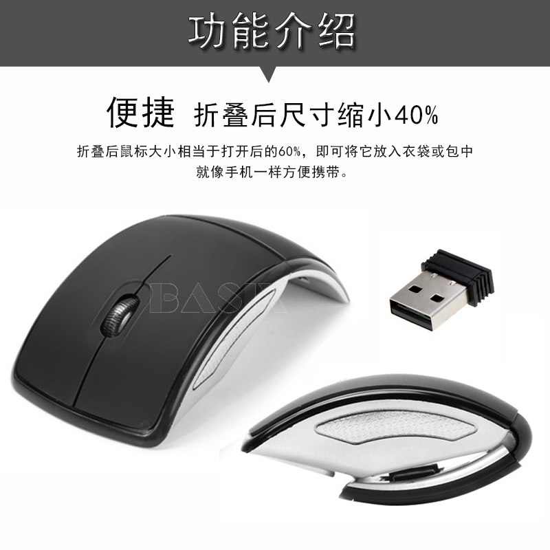 无线折叠鼠标USB2.4G家用办公游戏鼠标台式笔记本电脑便携式鼠标 - 图1