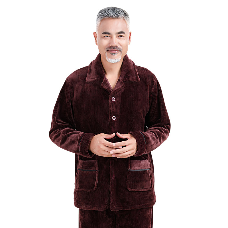 男士秋冬款珊瑚绒加厚法兰绒睡衣 冰概念睡衣/家居服套装