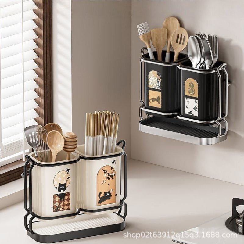 中古风刀架筷子笼置物架多功能2025厨房新款一体收纳架菜刀放置座,淘宝优惠券,粉丝福利购,淘宝优惠卷