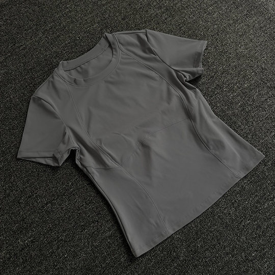 日常百搭瑜伽服短袖简约圆领T恤纯色修身显瘦户外健身运动上衣女