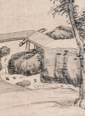 沈周策杖图高清临摹画稿原大画心