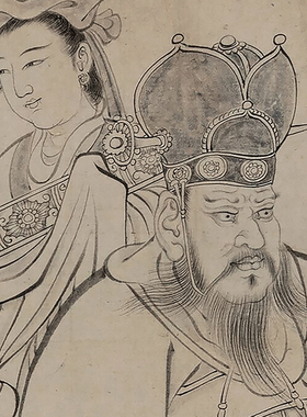 送子天王图吴道子线描人物画