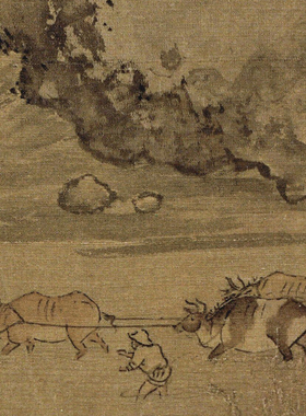 朱锐溪山行旅图临摹画稿画心微喷