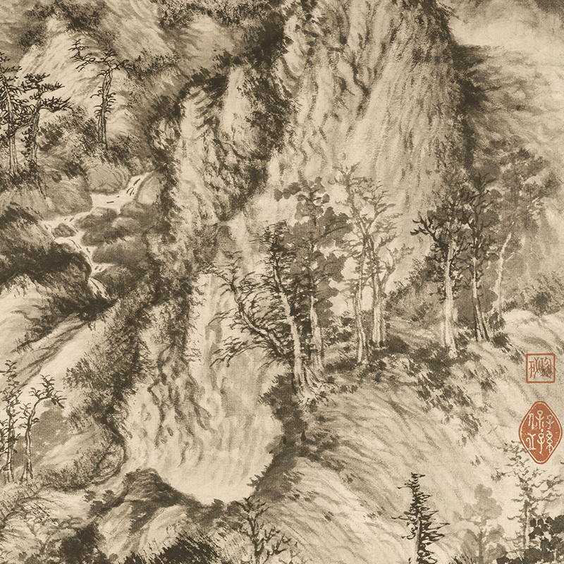 元 王蒙 青卞隐居图元代山水高清微喷复制临摹画稿仿古原大挂画 - 图2