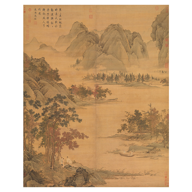 明代仇英秋江待渡图高清微喷仿古画山水绢布临摹画稿复制宣纸画心,淘宝优惠券,粉丝福利购,淘宝优惠卷