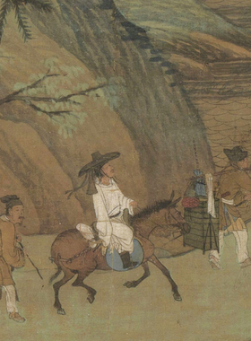 五代董源江堤晚景图复制临摹画稿