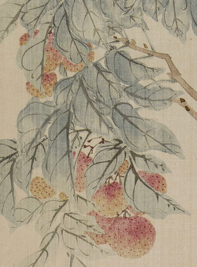 居廉花鸟四屏图高清微喷临摹画稿