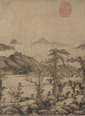 黄公望溪山雨意图高清临摹画稿