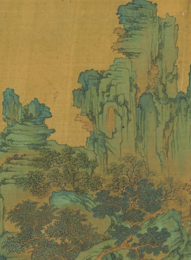 仇英青绿山水画临摹画稿