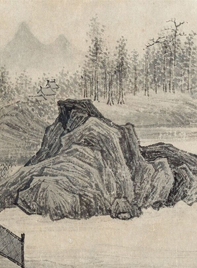 唐寅松溪草堂图临摹底稿画心画稿