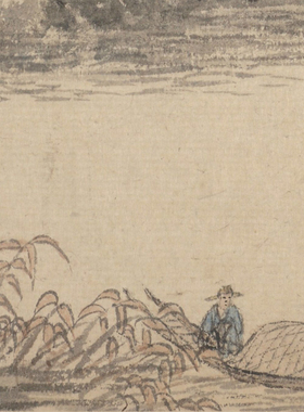 石涛山水卷图临摹画稿画心