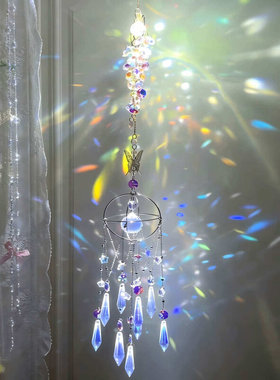 太阳风铃阳光捕手日月同辉水晶挂件手工diy材料创意挂饰室内装饰