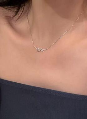 满钻打结蝴蝶结项链女时尚轻奢小众设计ins风气质甜美0731z