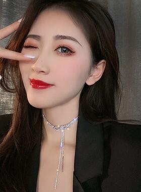 轻奢小众设计感蝴蝶结流苏项链个性项链女潮ins网红锁骨0731z