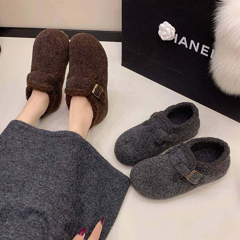 全包毛呢加绒勃肯鞋女2026春秋新款外穿平底舒适一脚蹬毛毛0122w,淘宝优惠券,粉丝福利购,淘宝优惠卷