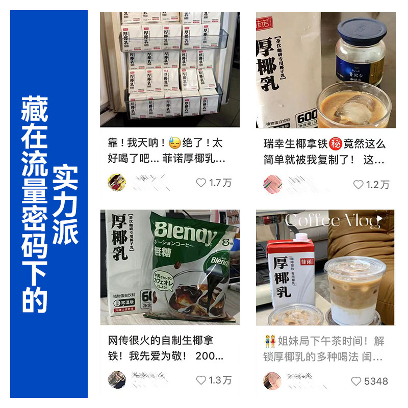 菲诺厚椰乳1L*12盒整箱生椰拿铁椰奶椰子汁咖啡奶茶商用炭烤椰乳-图2