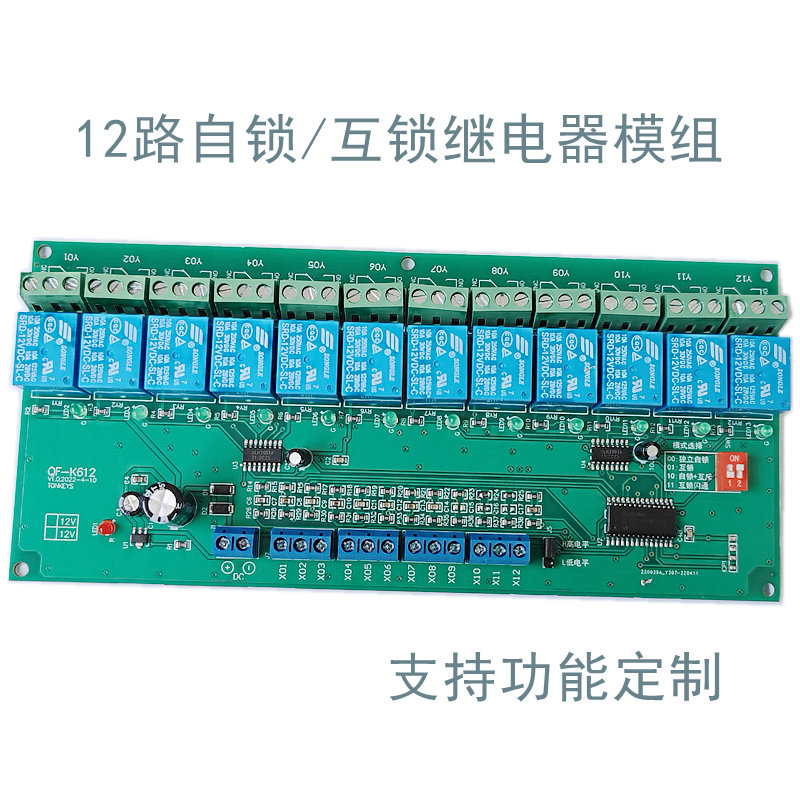 12路继电器模块自锁互锁免费定制12V24V厂家直销正品模组可选底座 - 图0