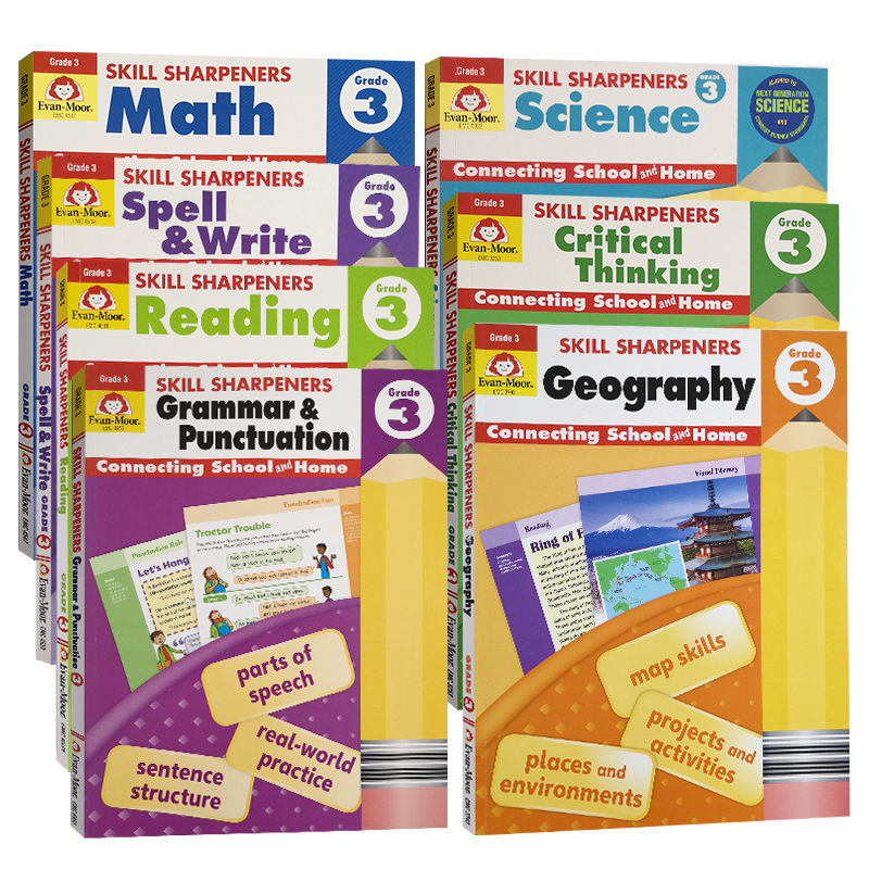 Grade 3 Skill Sharpeners Reading Spell Write Science Critical Thinking技能铅笔刀Evan Moor 三年级 EvanMoor SkillSharpers - 图3