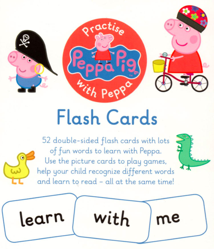 Peppa Pig Flash Cards小猪佩奇闪卡52张英文版绘本100多单词常用词 2-6岁奇宝图书-图1