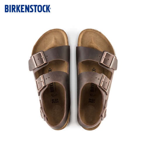BIRKENSTOCK勃肯德国进口男女款牛皮革涂油软木Milano系踝凉鞋 - 图1