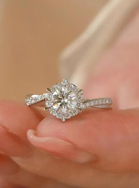 纯银莫桑石钻戒情侣对戒