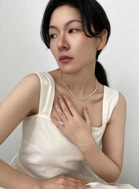 天然珍珠项链女强光不规则叠戴项链轻奢气质高级感百搭珍珠项链