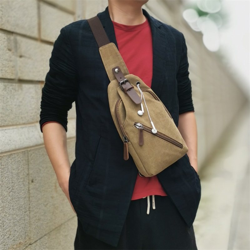帆布胸包休闲男士包包潮牌男斜挎包 英铭男士包袋