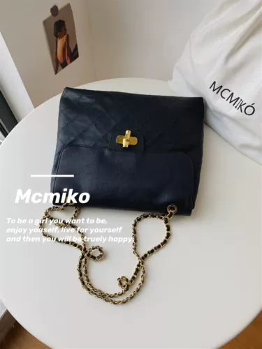 Вместительная и большая черная цепь на одно плечо, брендовая сумка через плечо, на цепочке, из натуральной кожи