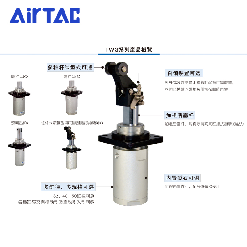 亚德客原装正品阻挡气缸TTG/TWG32X10X15X20/S/C/B/R/K/型-图1